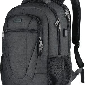 Travel Laptop Backpack, 17 Inch Extra Large School Backpacks for Teen Boys and Girls, Black Water Resistant Women Back Pack, Business Men Sturdy Computer Bag with USB Charging Port, Gifts